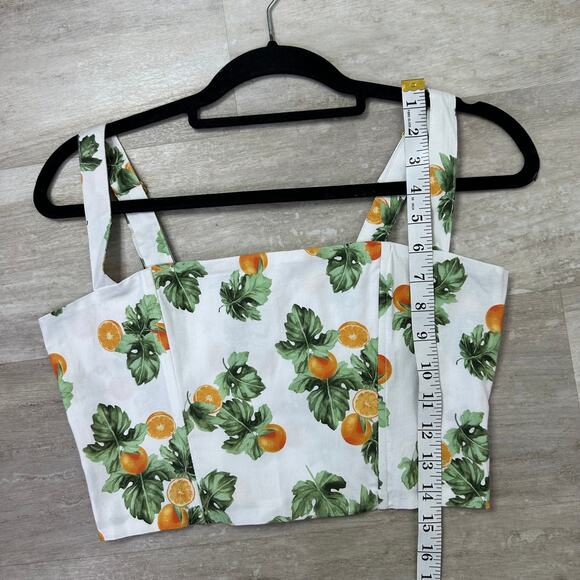 WeWoreWhat Straight Neck Corset Crop Top Orange Fruit Print  Womens Size Small - Picture 10 of 10